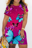 Casual Graphics Print Basic O Neck Short Sleeve Bodycon Mini T-shirt Dress