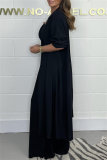 Casual Long Sleeve Belted Longline Cardigan And Sleeveless Halter Wide Leg Jumpsuits Vacation Two Pieces Matching Sets