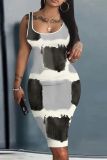 Casual Graphics Sleeveless U Neck Vest Bodycon Midi Tank Dresses