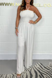 Casual Long Sleeve Belted Longline Cardigan And Sleeveless Halter Wide Leg Jumpsuits Vacation Two Pieces Matching Sets