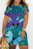 Casual Graphics Print Basic O Neck Short Sleeve Bodycon Mini T-shirt Dress