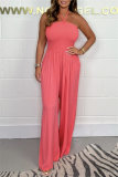 Casual Long Sleeve Belted Longline Cardigan And Sleeveless Halter Wide Leg Jumpsuits Vacation Two Pieces Matching Sets
