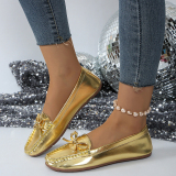 Casual Bow Decor Round Shallow Loafers Flats Shoes Toe Flat Office Lady Shoes