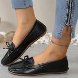 Casual Bow Decor Round Shallow Loafers Flats Shoes Toe Flat Office Lady Shoes