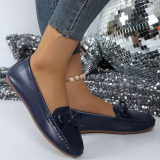 Casual Bow Decor Round Shallow Loafers Flats Shoes Toe Flat Office Lady Shoes