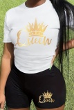 Casual Letter Print O Neck Short Sleeve T-shirt And Shorts Sportwear Two Pieces Workout Shorts Sets