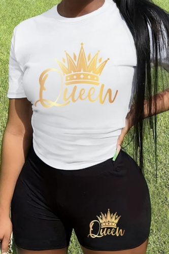 Casual Letter Print O Neck Short Sleeve T-shirt And Shorts Sportwear Two Pieces Workout Shorts Sets