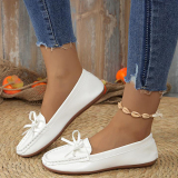 Casual Bow Decor Round Shallow Loafers Flats Shoes Toe Flat Office Lady Shoes
