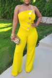 Sexy Sleeveless Buttons Formal Party Evening Vacation Tube Tops Jumpsuits