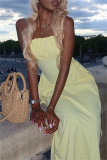 Sexy Backless Sleeveless Spaghetti Strap Long Vacation Ruched A Line Maxi Slip Sundress