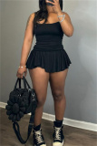 Sleeveless Backless Spaghetti Strap Cami Tops And Pleated Mini Skirt Sportwear Two Pieces Dress Sets