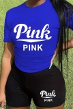 Casual Letter Print O Neck Short Sleeve T-shirt And Shorts Sportwear Two Pieces Workout Shorts Sets