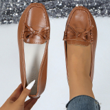 Casual Bow Decor Round Shallow Loafers Flats Shoes Toe Flat Office Lady Shoes