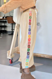 Casual Sportswear Graphics Print Gradient Draw String Lace Up Loose High Waist Sweatpant