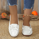 Casual Bow Decor Round Shallow Loafers Flats Shoes Toe Flat Office Lady Shoes