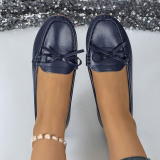 Casual Bow Decor Round Shallow Loafers Flats Shoes Toe Flat Office Lady Shoes