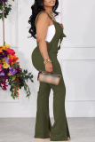 Casual Backless Slit Spaghetti Strap Pocket Vacation Bodycon Jumpsuits Overrall