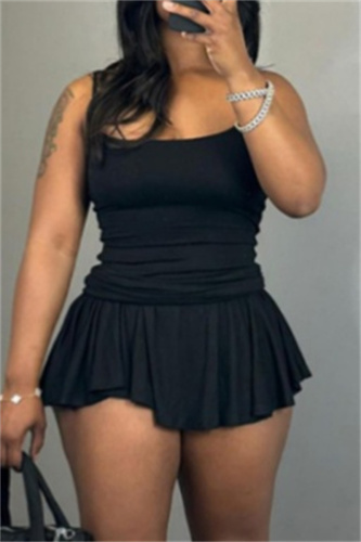 Sleeveless Backless Spaghetti Strap Cami Tops And Pleated Mini Skirt Sportwear Two Pieces Dress Sets