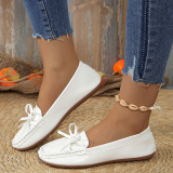 Casual Bow Decor Round Shallow Loafers Flats Shoes Toe Flat Office Lady Shoes