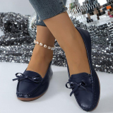 Casual Bow Decor Round Shallow Loafers Flats Shoes Toe Flat Office Lady Shoes