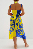 Sexy Butterfly Print See-Through Backless Vacation Beach Swimwears Cover Up Skirt Swimsuit
