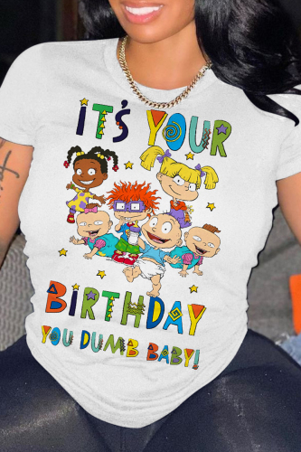 Casual Graphics Print Short Sleeve Basic O Neck Slim Fitted T-Shirts