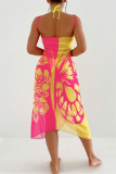 Sexy Butterfly Print See-Through Backless Vacation Beach Swimwears Cover Up Skirt Swimsuit