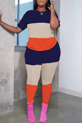Casual Graphics Print O Neck Short Sleeve Oversize T-shirt And Skinny Pants Two Pieces Trouser Sets