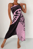 Sexy Butterfly Print See-Through Backless Vacation Beach Swimwears Cover Up Skirt Swimsuit