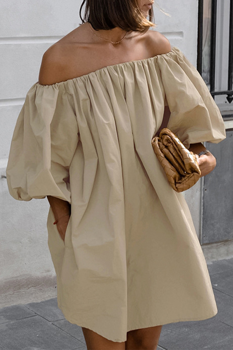 Wholesale Sexy Off Shoulder Hubble-Bubble Sleeve Lantern Pocket Ruched ...