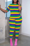 Casual Graphics Print O Neck Short Sleeve Oversize T-shirt And Skinny Pants Two Pieces Trouser Sets