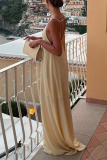 Sleeveless Backless O Neck Hollow Out Loose Vacation A Line Linen Maxi Slip Dress