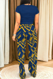 Casual O Neck Short Sleeve Crop T Shirt And Graphics Pocket Hight Waist Straight Pants Two Pieces Trousers Set