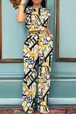 Casual O Neck Short Sleeve Crop T Shirt And Graphics Pocket Hight Waist Straight Pants Two Pieces Trousers Set