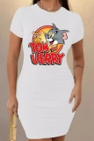Casual Graphics Print O Neck Short Sleeve Bodycon Mini T-shirt Dresses