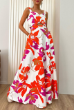 Floral Print Square Neck Sleeveless Cut Out Cami Crop Tops And Maxi Skirt Vacation Two Pieces Dress Sets