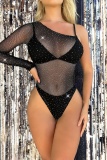 Sexy Hot Drilling Sequins See-Through Backless Sleeveless One Pieces Lingerie