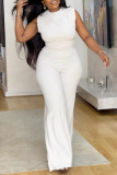 Formal O Neck Sleeveless Regular Office Lady Vacation Palazzo Pants Wide Leg Jumpsuits