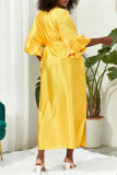 Deep V Neck Ruffle Sleeves Belted Side Slit Satin Kimono Vacation Beach Swimwears Cover Up Longline Cardigan