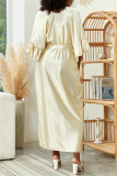 Deep V Neck Ruffle Sleeves Belted Side Slit Satin Kimono Vacation Beach Swimwears Cover Up Longline Cardigan