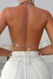 Sexy Club The Stars Chains Backless Wire Crystal Dancing Bra Halter Tops Carnival Belly Dance Wear