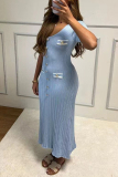 Off White Deep V Neck Short Sleeve Button-Up Formal Office Lady A Line Knit Long Sweater Dress