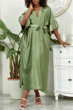 Deep V Neck Ruffle Sleeves Belted Side Slit Satin Kimono Vacation Beach Swimwears Cover Up Longline Cardigan