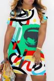 Casual Graphics PrintO Neck Short Sleeve Bodycon Mini T-shirt Dresses