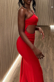 Formal Backless One Shoulder Long Sleeve Oblique Collar Hollow Out Mermaid Hem Formal Party Prom Evening Long Bodycon Maxi Dress