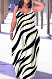 Sexy Graphics Print Backless Spaghetti Strap Floor Length Vacation Baggy Sundress Slip Maxi Dress