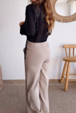 Fromal V Neck Long Sleeve Buttons Blouse And Pocket Straight Leg Pants Office Lady Two Pieces Trouser Sets