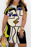 Casual Graphics PrintO Neck Short Sleeve Bodycon Mini T-shirt Dresses