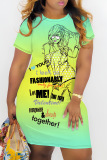 Casual Graphics PrintO Neck Short Sleeve Bodycon Mini T-shirt Dresses