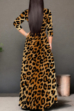 Casual Graphics Print V Neck Half Sleeve Floor Length Belted Long Vacation A Line Maxi Dress